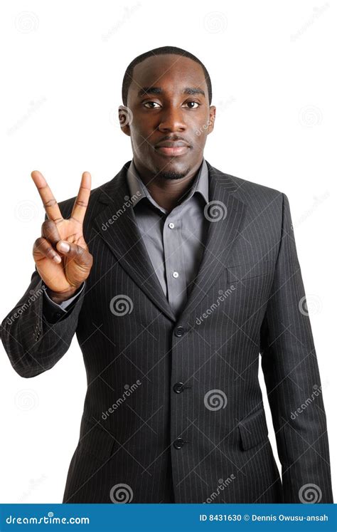 business man showing  fingers stock photo image  adult black