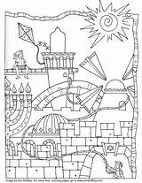 Coloring Jerusalem Pages Jewish Hanukkah Printable Adults Chanukah Crafts Drawing Days Sheets School Kids Israel Worksheets Bible Ann Hebrew Color sketch template
