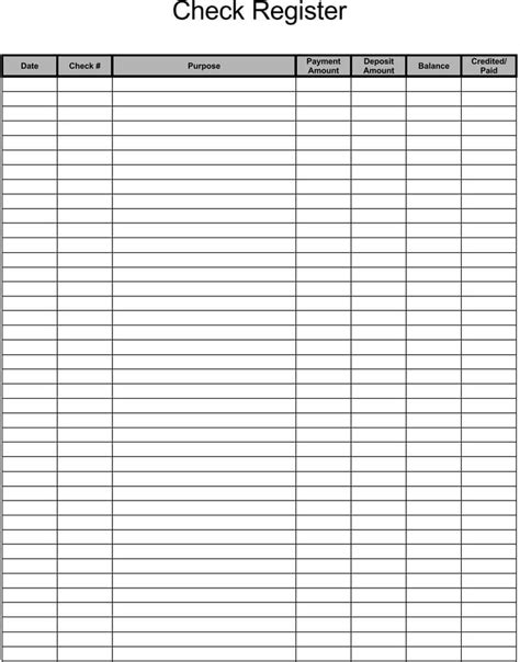 Checkbook register template free printable - ppklo
