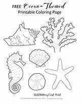 Ocean Coloring Themed Printable Craft Sustainmycrafthabit Small Paper Colouring Leave sketch template