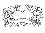 Heart Rose Drawing Roses Coloring Print Getdrawings Hearts Pages sketch template