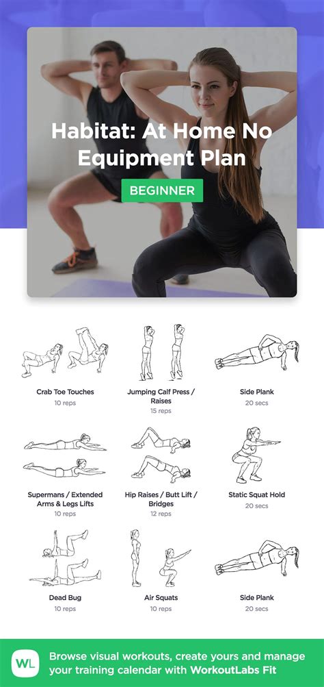 habitat at home no equipment plan for beginners by workoutlabs fit