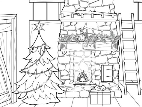 house   prairie christmas tree coloring page christmas