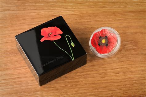 remembrance poppy red poppy shape coin    oz pure silver