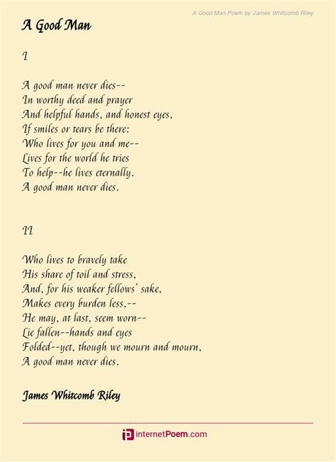 good man poem  james whitcomb riley
