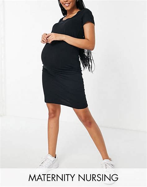 dark storage mamalicious zwangerschapskleding bodycon mini jurk