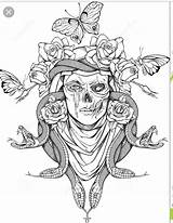 Skull Snake Serpents Snakes Tatouage Coloriage Illustration Susanna Crow Crâne Papillons sketch template