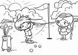 Golf Coloring Pages Kids Printable Color Playing Sheet Onlinecoloringpages Girl Golfer Ball sketch template