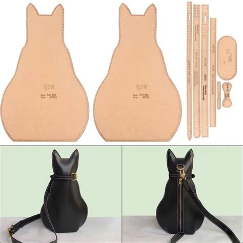 leather craft bag template ladies cat chest bag kraft paper stencil