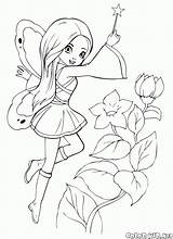 Coloring Fairy Pages Cute Printable Cartoon Princess Sheets Girls Rocks Disney sketch template
