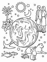 Creation Coloring Pages Days Gods Earth Drawing Kids Printable Bible Color Sheets Preschool Getdrawings Sunday School Printables Space sketch template