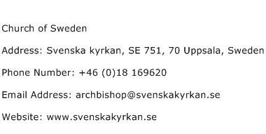 church  sweden address contact number  church  sweden