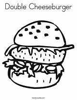 Coloring Cheeseburger Double Ate Sandwich Fries Burger Cook Print Hamburger Favorites Login Twistynoodle Noodle Built California Usa sketch template