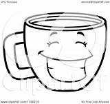 Coffee Cup Coloring Cartoon Clipart Grinning Happy Pages Cory Thoman Cups Outlined Vector Royalty sketch template