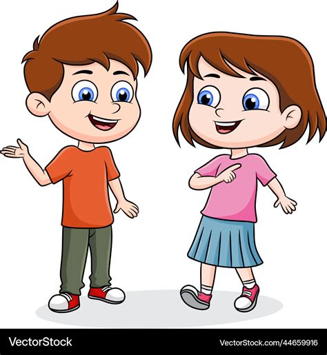cute kids talking    cartoon vector image