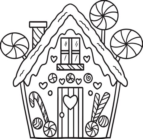 christmas gingerbread house isolated coloring page  vector art