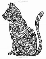 Mandala Coloring Pages Cat Adults Adult Animal Printable Intricate Zentangle Cats Color Vector Book Animals Coloriage Drawing Stress Kitten Doodle sketch template