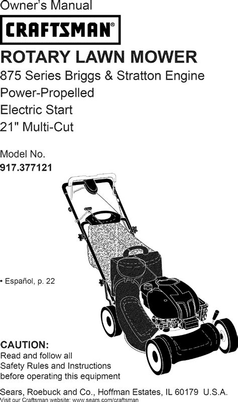 Craftsman 917377121 L0804077 User Manual Gas Walk Behind Lawnmower