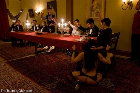 kinky dinner party with slaves serving under the table pichunter