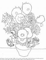 Gogh Van Coloring Pages Famous Paintings Sunflowers Vincent Drawing Painting Night Sunflower Vans Drawings Color Printable Sheets Warhol Andy Happyfamilyart sketch template