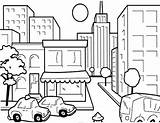 Kids Colouring Cityscape sketch template