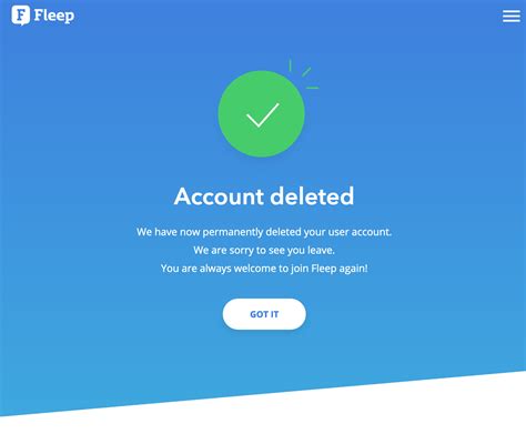 delete  fleep account  center