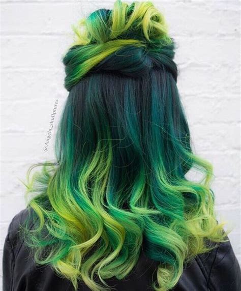 glamorous light  dark green hair styles trending  dark green