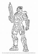 Halo Chief Master Drawing Draw Drawings Coloring Easy Pages Step Armor Line Tutorials Learn Drawingtutorials101 Spartan Helmet Outline Colouring Characters sketch template