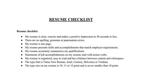 resume checklist google docs