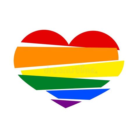 lgbt rainbow pride flag in a shape of stripes broken heart