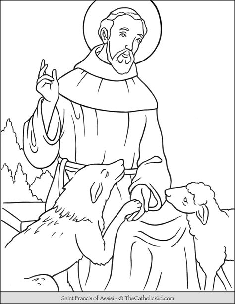 saint francis  assisi coloring page thecatholickidcom