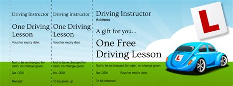printable driving lesson voucher template printable templates
