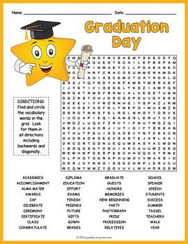 graduation word search puzzle worksheet activity  puzzles  print