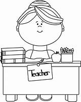 Teacher Clip Desk Clipart Library Coloring Cliparts Pages sketch template