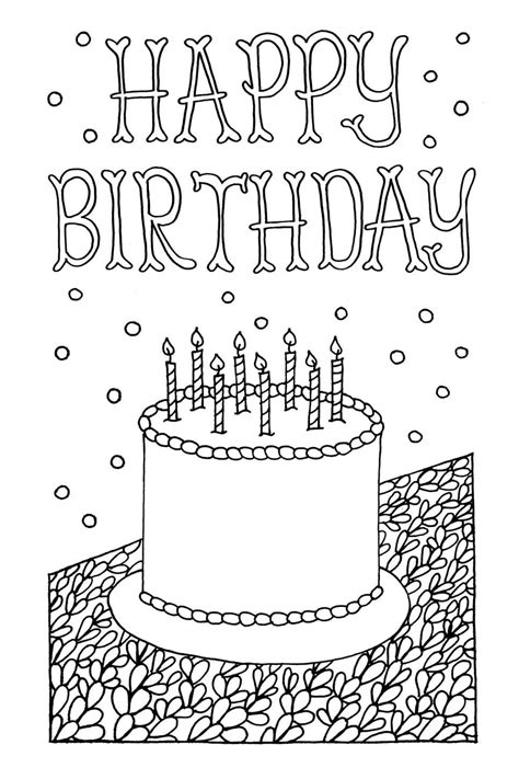 happy birthday card printable coloring