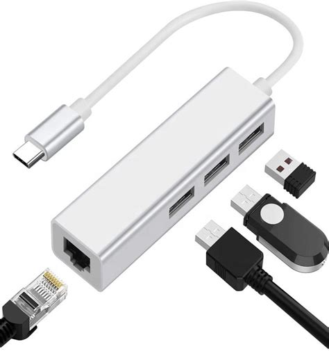 usb   multi function lan adapter color silver  computers