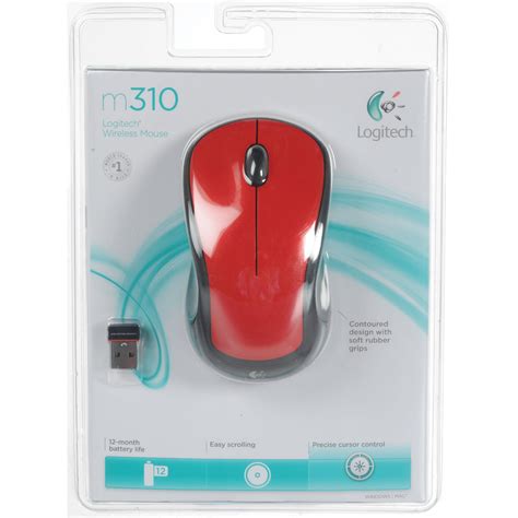 logitech  wireless mouse glossy red   bh photo