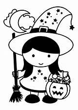 Witch Coloring Halloween Girl Pages Large Edupics sketch template