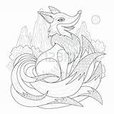 Coloring Tailed Nine Getcolorings sketch template