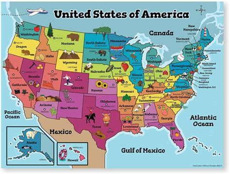 united states map  kids  laminated  map ideal wall map