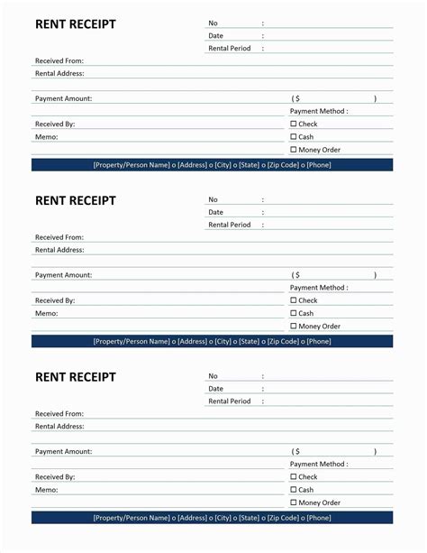 rent payment receipts sample templates sample templates