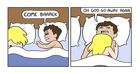The 6 Stages Of Sharing A Bed With Your Partner Comics Funny Memes