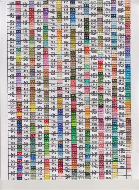 printable color dmc diamond dotz color chart