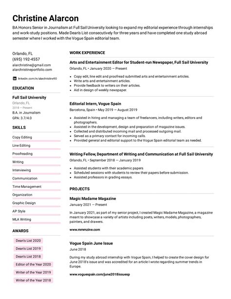 internship resume  writing tips