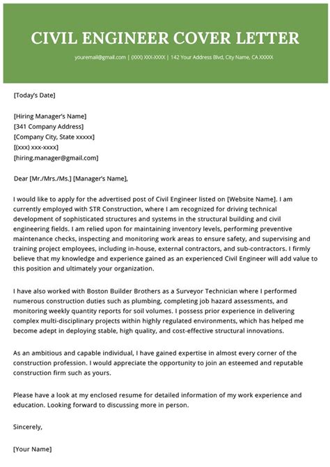 civil engineer cover letter  template rg cover letter