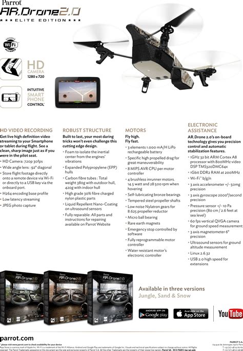 parrot ar drone   data sheet