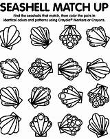 Coloring Pages Shell Seashell Sea Shells Match Seashells Crayola Printable Kids Colouring Preschool Print Matching Spring Color Sewing Machine Selfie sketch template