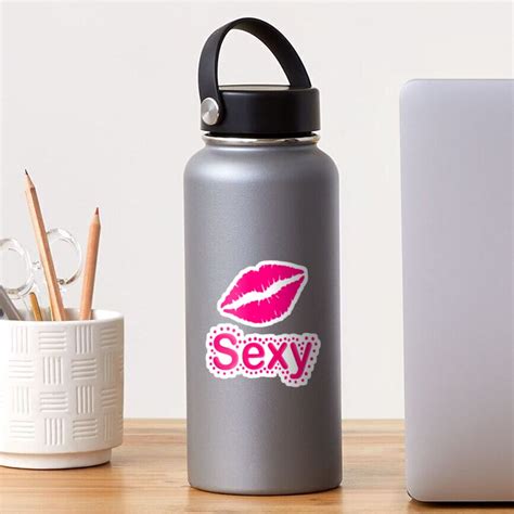 Sexy Word Saying With Dots And Lips Pink Sticker For Sale By