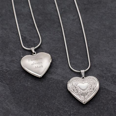 charming personalized silver heart locket necklace