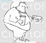 Coloring Fat Illustration Outline Eating Fast Woman Clip Food Royalty Vetor Djart Transparent Background sketch template